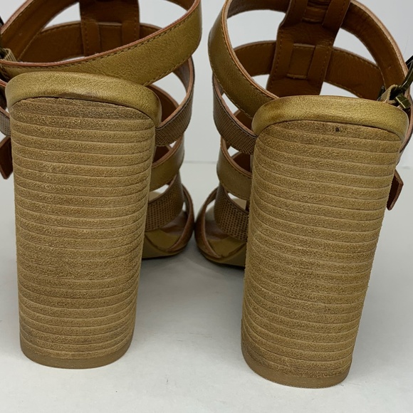 Dolce by Mojo Moxy Tan Chunky Sandals Stacked Heel Ankle Strap Women's S… - Picture 5 of 15